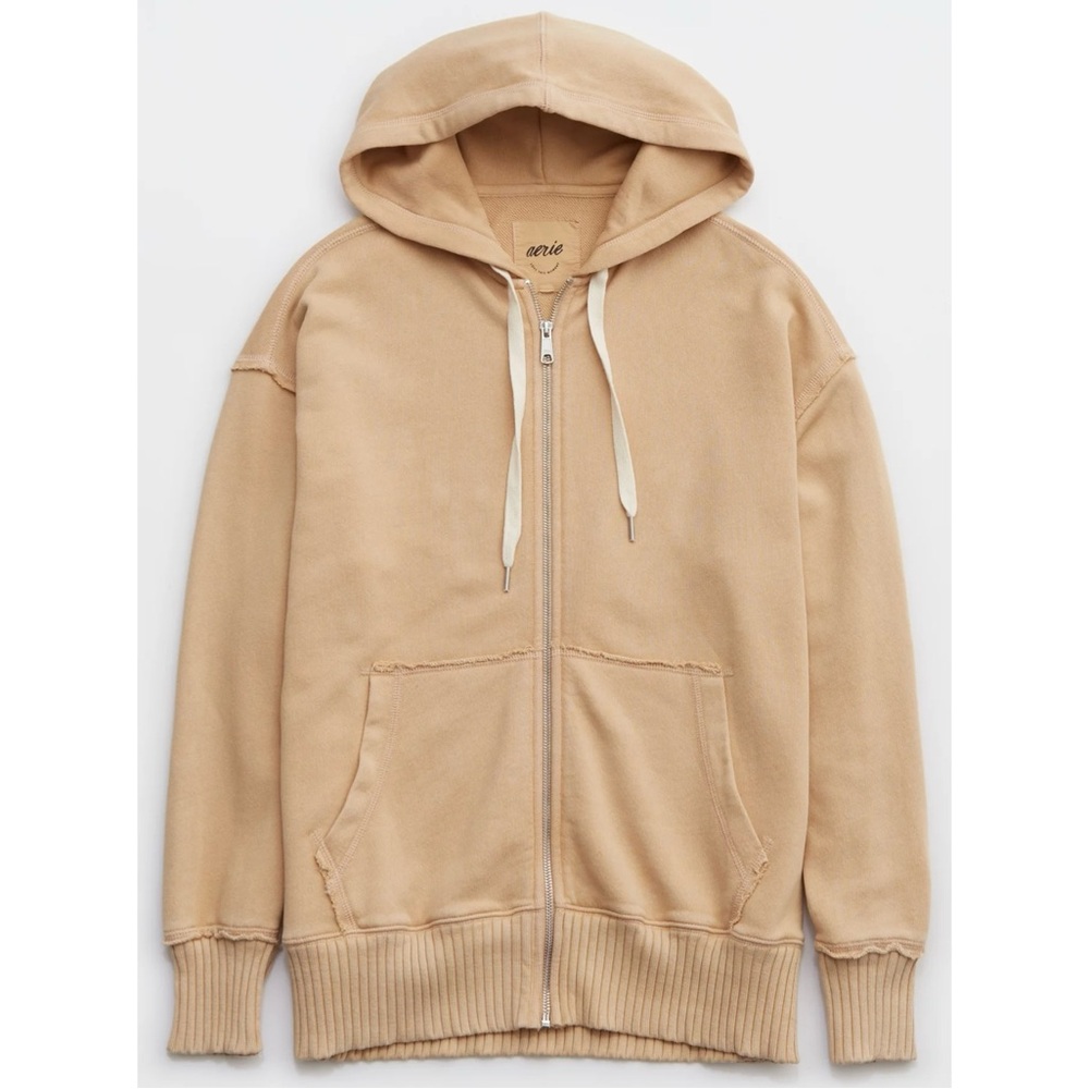 Aerie Down-to-Earth Full Zip Hoodie Oversized Zip Sweatshirt Size Small